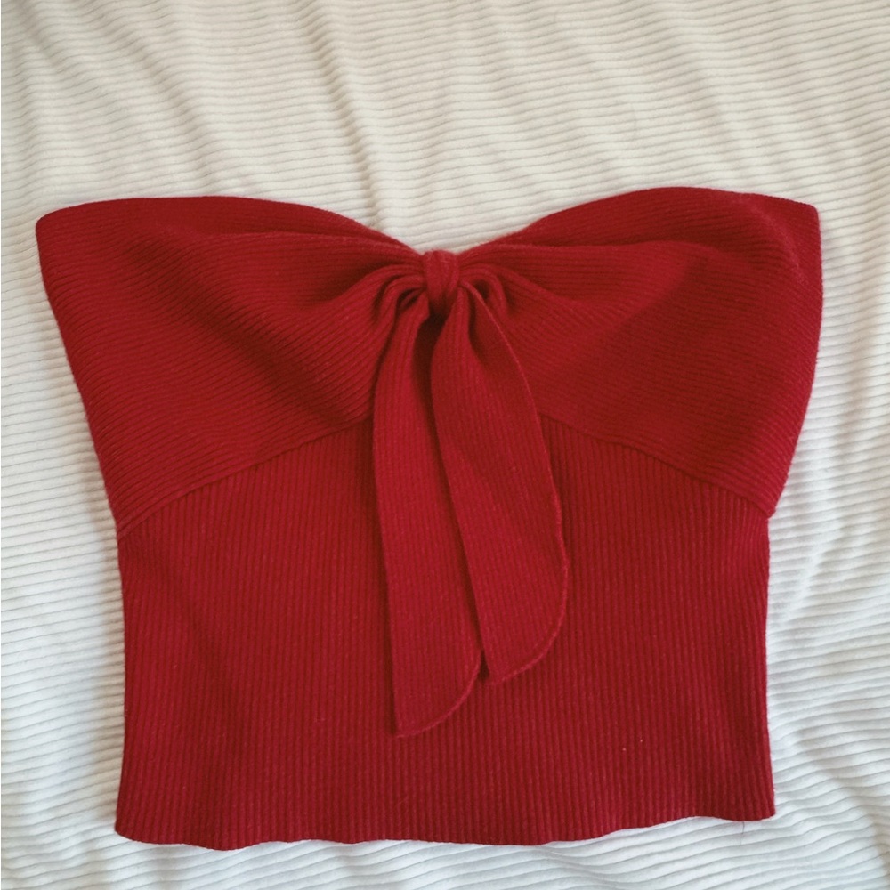 PacSun Red Strapless Bow Tube Top